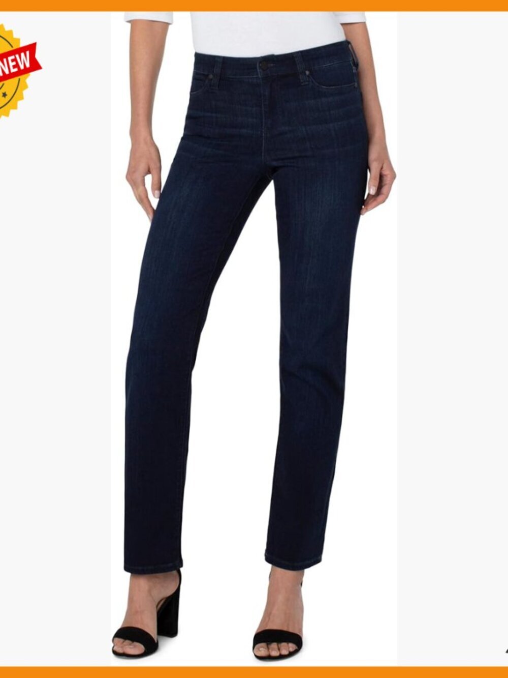 Petite Straight Leg Denim Jeans Mid Rise Silky Soft Stretch Fit